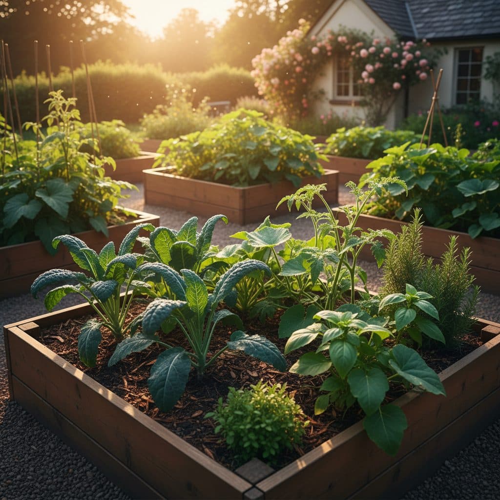 A large, clear greenhouse filled with lush green plants under a bright sky.