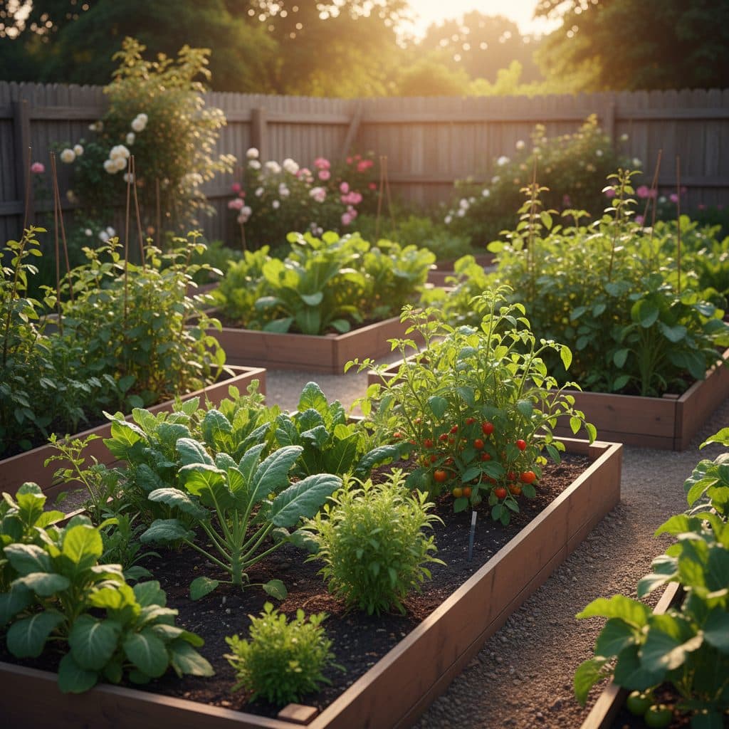 Wilting tomato plants in a dry garden bed under a hot afternoon sun.