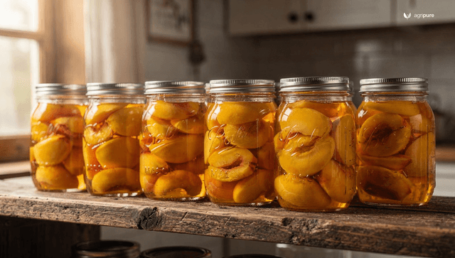 Canning peaches in syrup, juice, or water