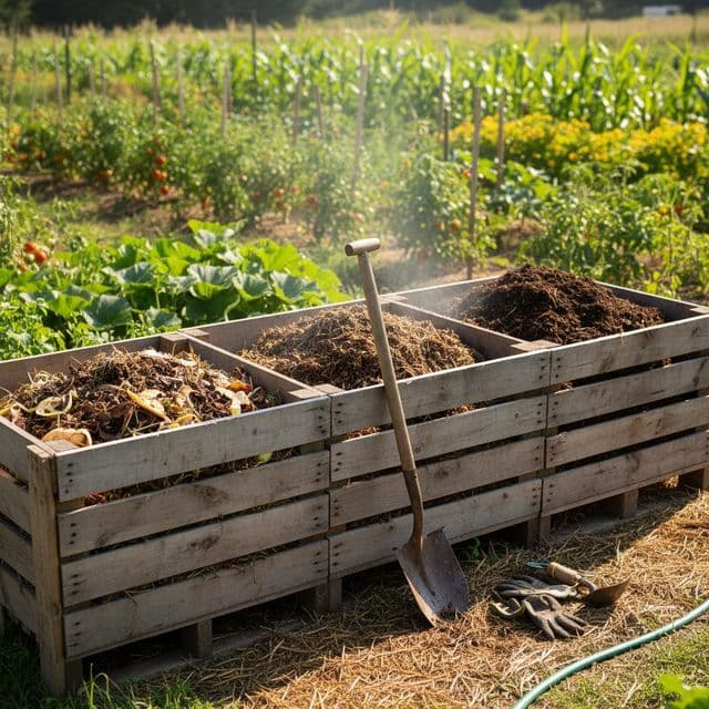 3-Bin Pallet Composting System: Boost Soil Fertility