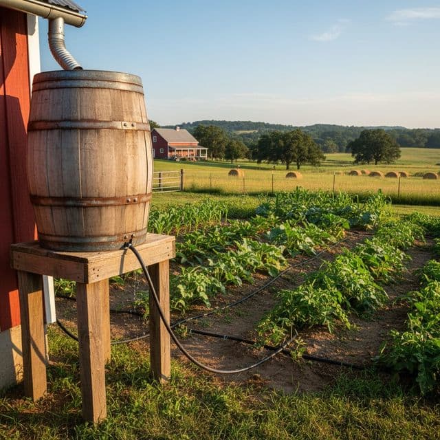 Gravity-Fed Drip Irrigation: Rain Barrel for 750 sq ft Garden