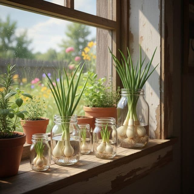 Regrow Green Onions & Scallions: Continuous Harvest on Windowsill
