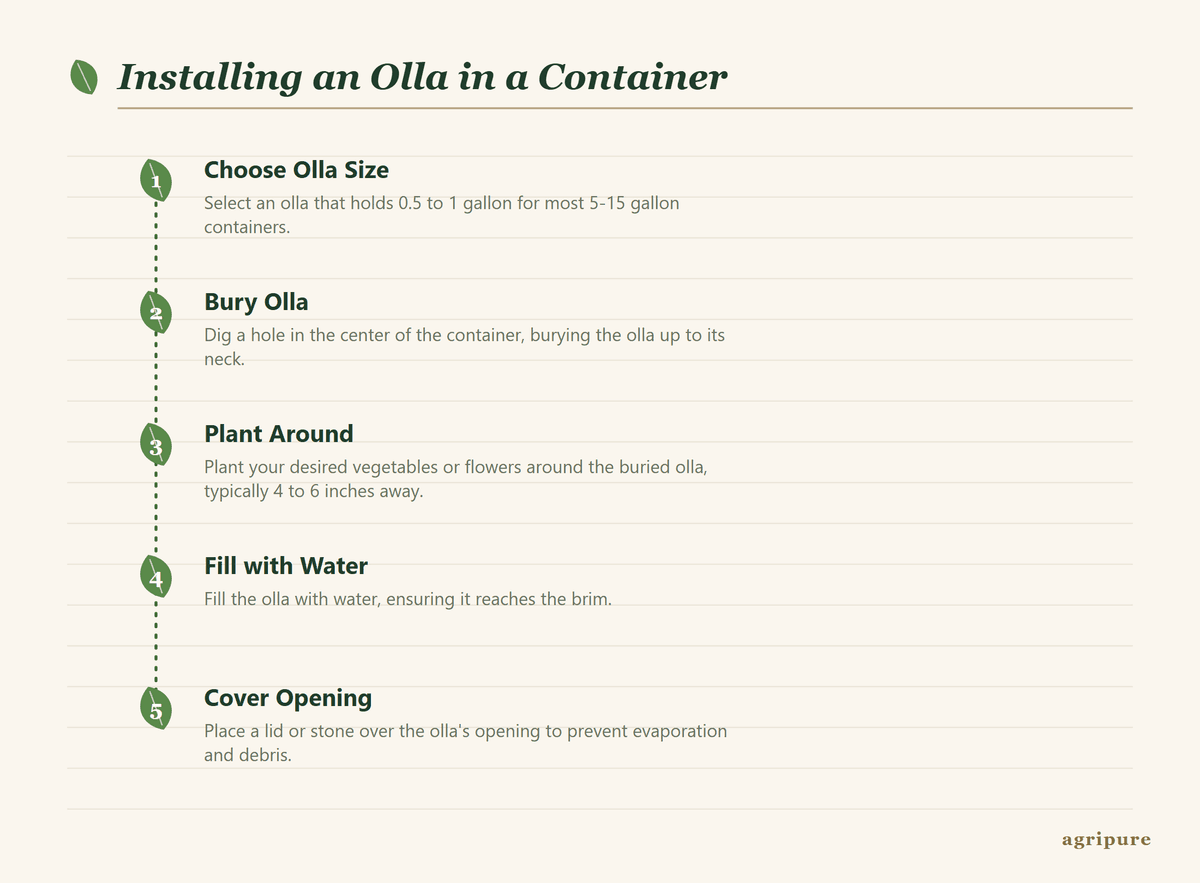 Step-by-step guide on how to install an olla in a container garden.