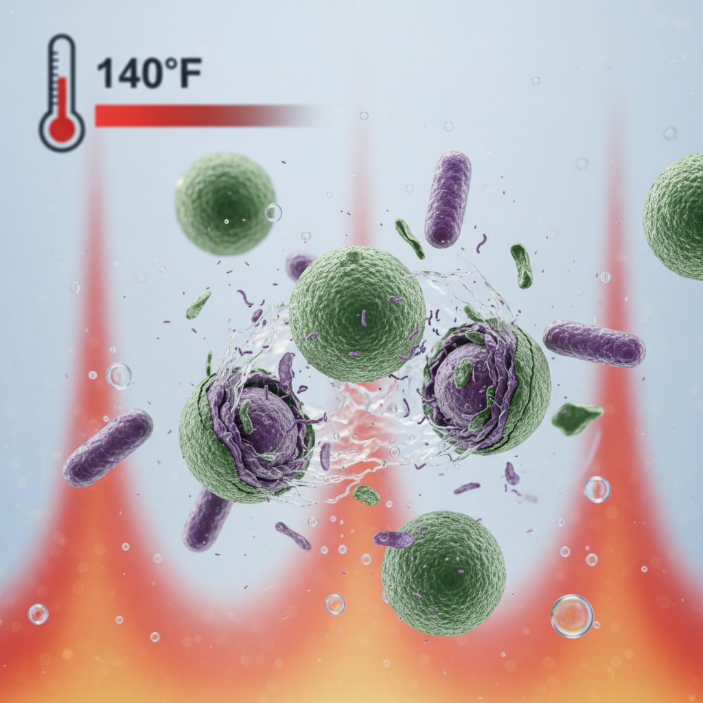 A diagram showing pathogen survival curves in soil and the temperature kill zones.
