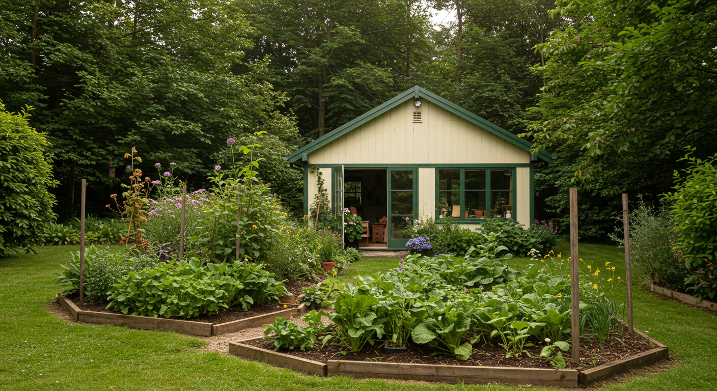 A modern passive solar house design showing large south-facing windows and concrete floors for thermal mass.